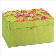 Floral Fabric Jewel Box with Mirror